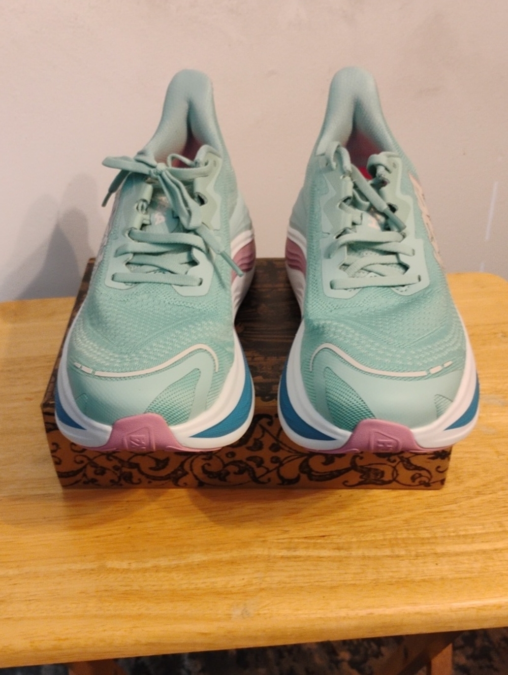 Hoka Women's Mint Green and Pink Athletic Shoes
